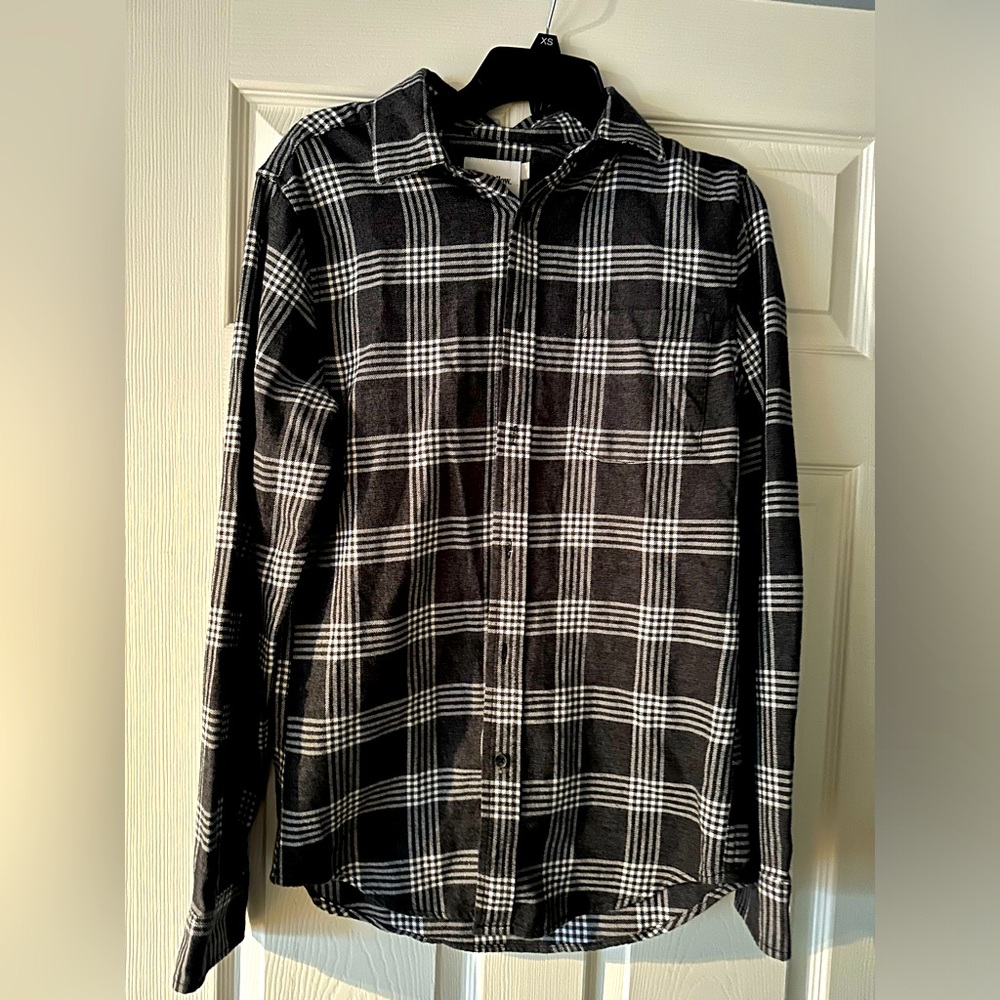 Goodfellow & Co Black White Plaid Casual Button Down Shirt flannel small